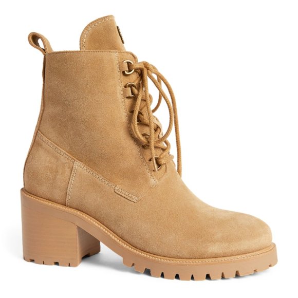 Maje Suede Lace Up Ankle Heel Boots - Picture 3 of 4